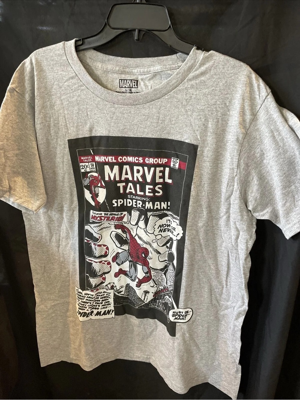 Marvel Spider-Man Comic Cover Tee - Gray with Red & Black Art